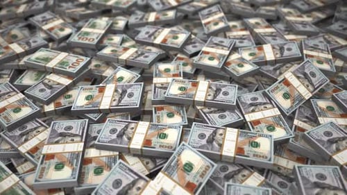 Piles of US Hundred Dollar Bills Seamless Loop