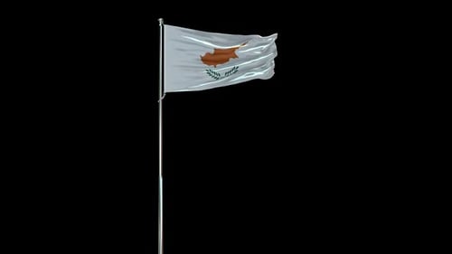 Animated Cyprus Flag Waving on a Pole