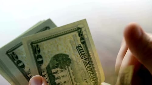 Hands Counting Cash Money Twenty Dollar Bills