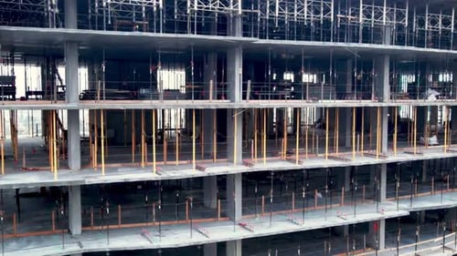 Aerial shot of a new high-rise building under construction