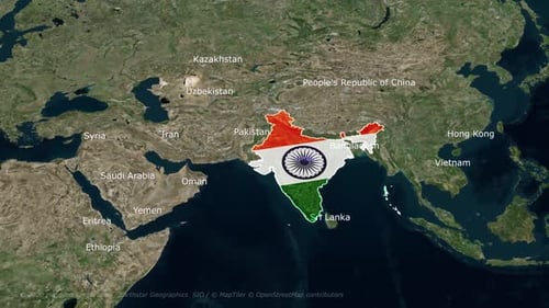 Animated Map of India with National Flag Fill