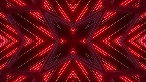 Leuchtend rotes geometrisches Neonmuster pulsiert mit Energie und modernem Stil