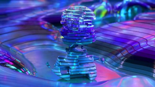 Artificial Intelligence Blue Metal Diamond Head