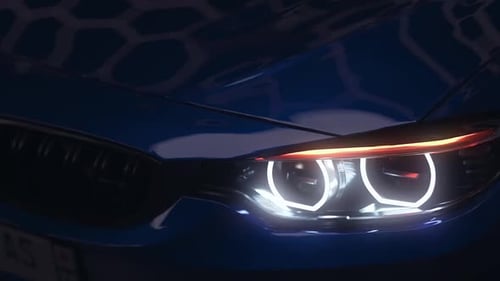 Luxurious Blue Car in Warehouse Scene: A 3D Masterpiece