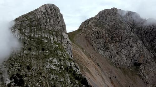 Aerial views of a mountain peak in the spanish Pyrenees