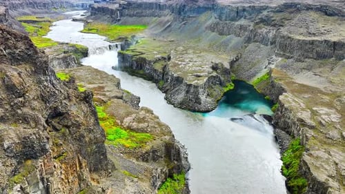 Spectacular Canyon with River Dramatic Geological Wonder Panoramic Aerial View
