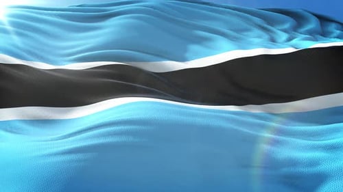 Realistic Botswana Flag Waving in Sunlight Animation