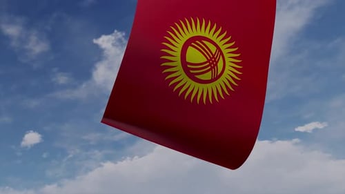 Drone Pulling Kyrgyzstan Flag
