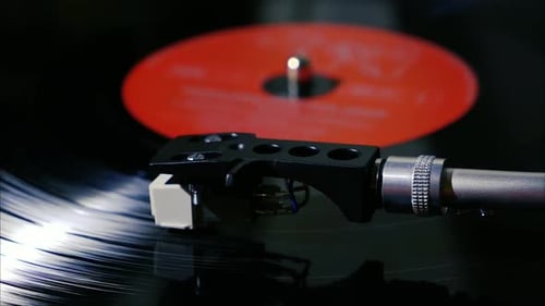 Turntable Playing Vinyl Record Close Up