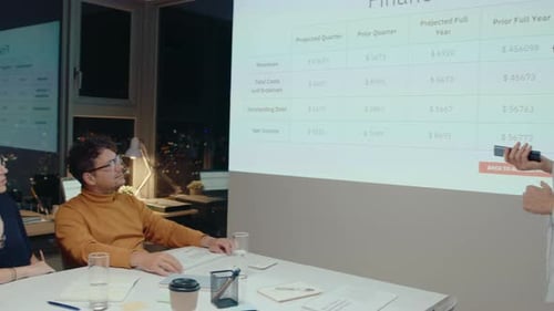 Business Meeting Financial Presentation in an Urban Office
