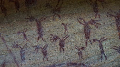 Rock Paintings on an Archeological Site at Serra Da Capivara National Park Brazil
