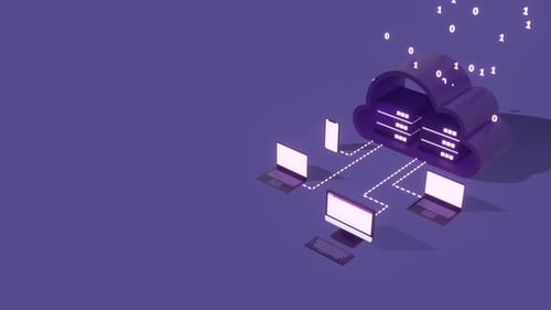 Cloud Computing Animation with Smart Devices and Copy Space for Text.