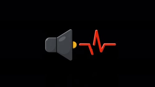 Animated Speaker Icon with Sound Wave in Flat Design