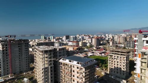 Panorama Of The Buildings On The Coastline City Alanya Turkey Aerial View