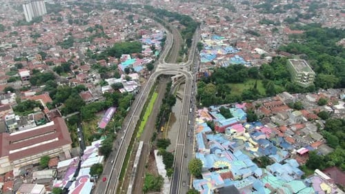 Drone de Jakarta Selatan, vue par drone du district U Turn de l'IISIP