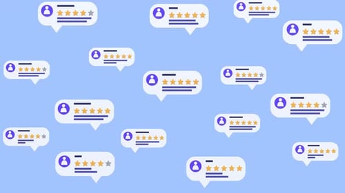 Animated Customer Review Rating Icons Background