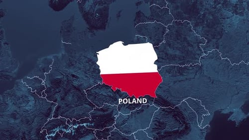 Poland Map Outline with Flag Reveal Animation