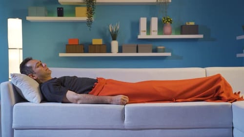 Tired man falling asleep.