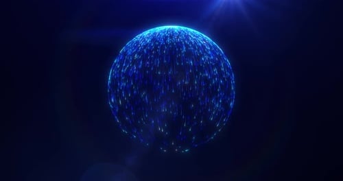 Futuristic Blue Particle Sphere Digital Technology Animation