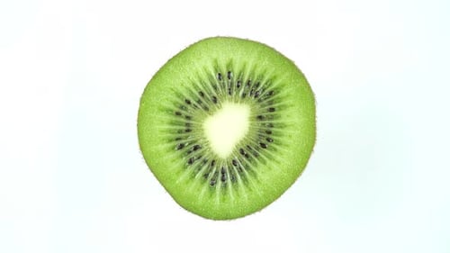 Rotating Kiwi Piece In Section.