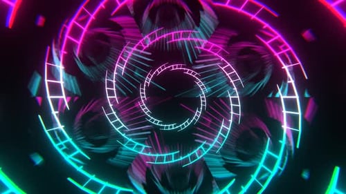 Cyan And Pink Bright Spiral Neon Abstract Background VJ Loop l 4K