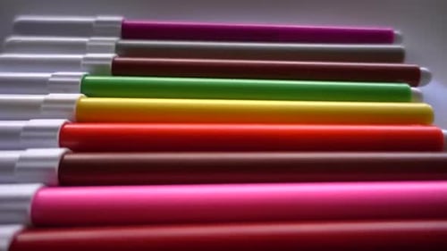 Stack of Colorful Markers for Art and Design