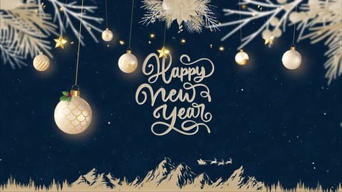 Christmas Happy New Year Dark Blue Background