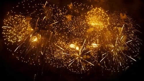 Golden Fireworks Display on Black Sky