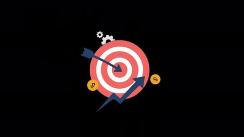 Flat Design Animation of Business Goal Achievement and Financial Growth