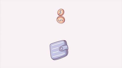 Hand-Drawn Coin Animation Falling Into Wallet