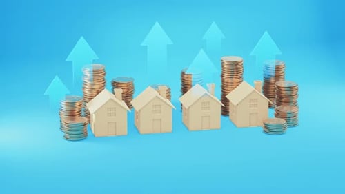 3D Real Estate Market Growth Animation with Rising Investments