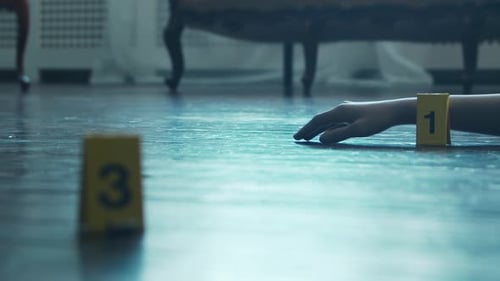 Evidence Marker at an Indoor Crime Scene