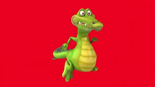 Fun 3D crocodile running (with alpha channel included)