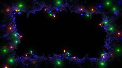 Animated Christmas Lights Pine Garland Frame