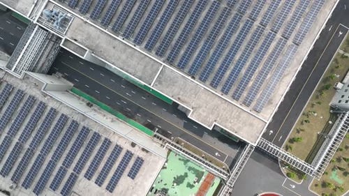 Solar power station on factory rooftop