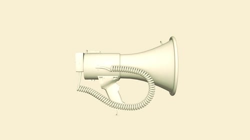 Minimalist 3D Megaphone Seamlessly Rotating Animation