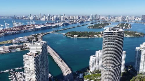 Miami Beach Skyline At Miami Beach In Florida United States.