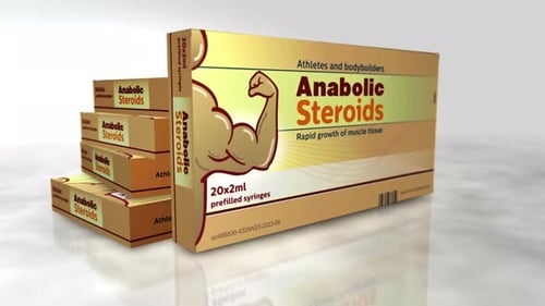 Anabolic steroids tablets box abstract concept 3d