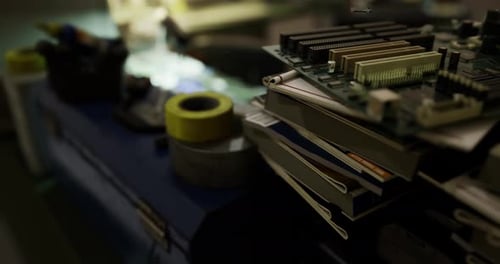 Exploring Tech Components in an Industrial Workshop at Twilight