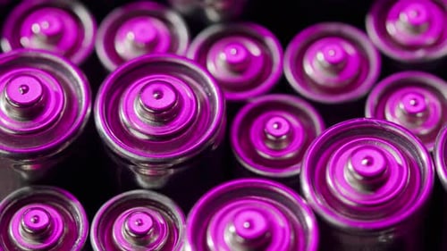 Close Up of Batteries with Pink Lighting