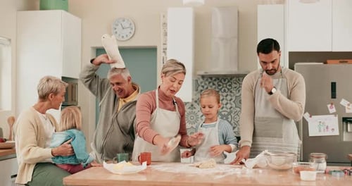 Family Baking Together in a Bright Kitchen