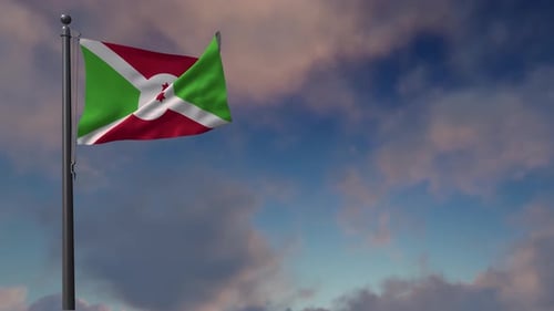Realistic 3D Animation of Burundi National Flag Waving