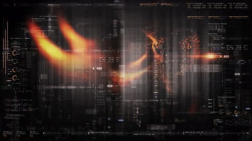 Futuristic HUD Display with Abstract Digital Data Flow