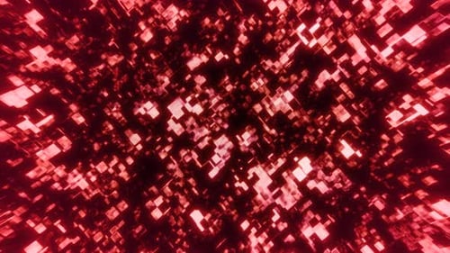 Futuristic Red Digital Glowing Cubes Abstract Background Loop