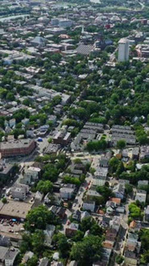 Expansive aerial view of Boston neighborhoods showcasing urban greenery