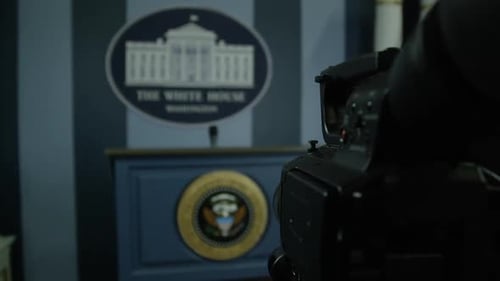 Press secretary - white house - man approaches microphone HD
