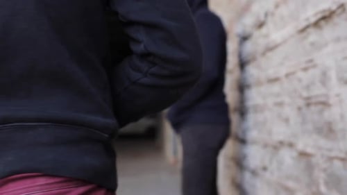 Addict buying dose from drug dealer on street illegal drug trafficking concept