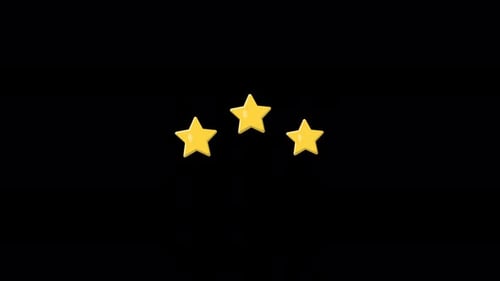 Three Yellow Rating Stars Pop Up Animation
