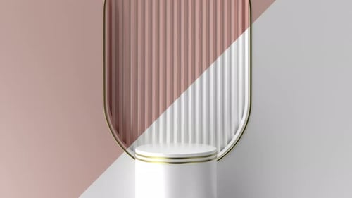 Round podium.Circular stand to display products.Pedestal changes colors with transition effect