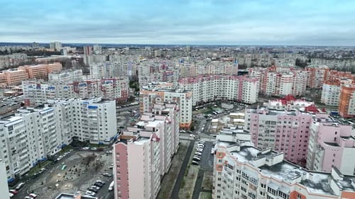 Aerial View of Dense Urban Cityscape